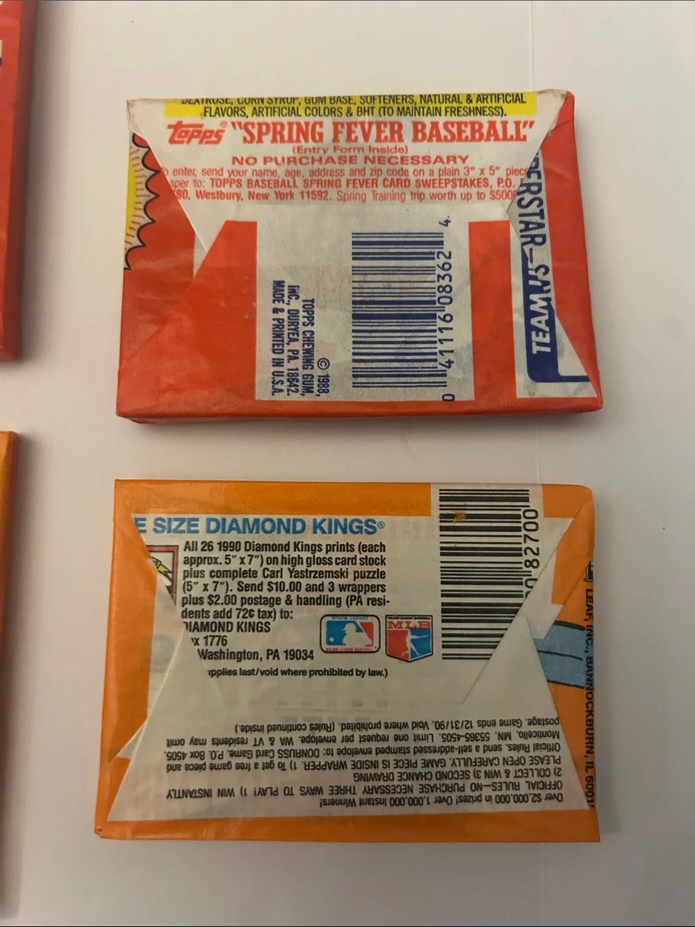 Lot of 6 Unopened Vintage Baseball Cards